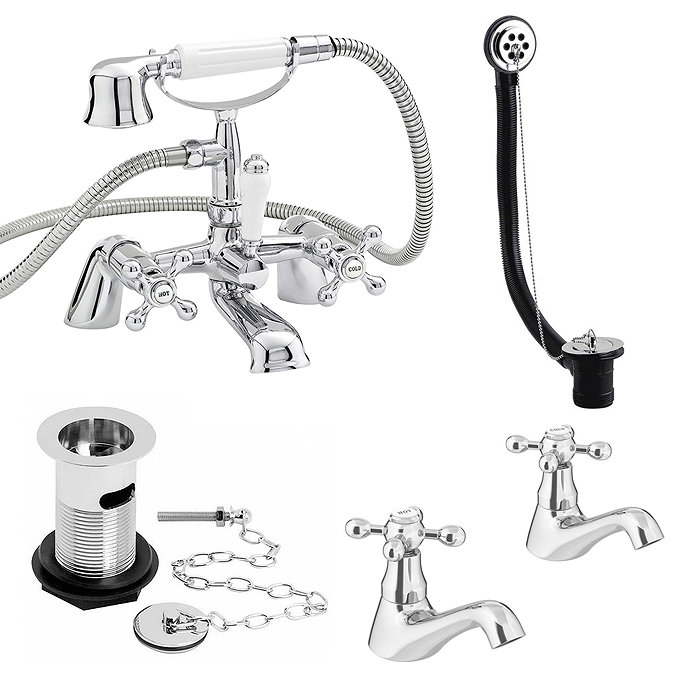 Nuie Traditional Viscount Bath Shower Mixer Pack - Chrome - X378 Large Image