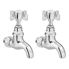 Bower Traditional Wall Mounted Bib Taps - Chrome