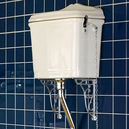 Traditional WC Cistern with Chrome High Level Flush Pipe Pack Profile Large Image