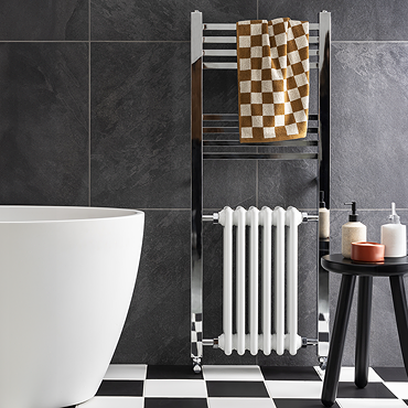 Trafalgar 1200 x 485 Framed Column Radiator - Chrome & White