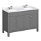 Trafalgar 1200mm Grey Double Basin Vanity Unit with White Marble Basin Top  Profile Large Image