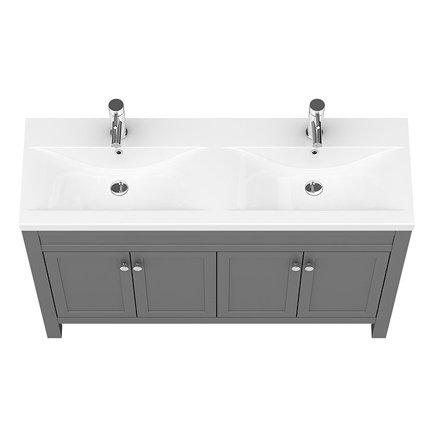 Trafalgar 1215mm Grey Double Basin Vanity Unit Victorian Plumbing UK