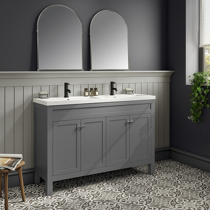 Trafalgar 1215mm Grey Double Basin Vanity Unit Large Image