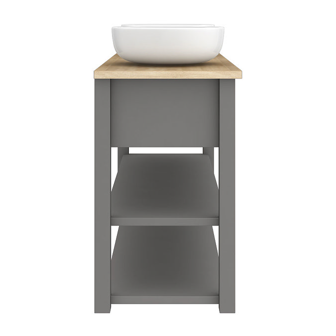 Trafalgar Countertop Basin Unit - Grey - 1240mm inc. 2 Round Basins  additional Large Image