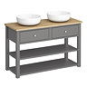 Trafalgar 1240mm Grey Countertop Vanity Unit and Double Round Basins  Profile Large Image