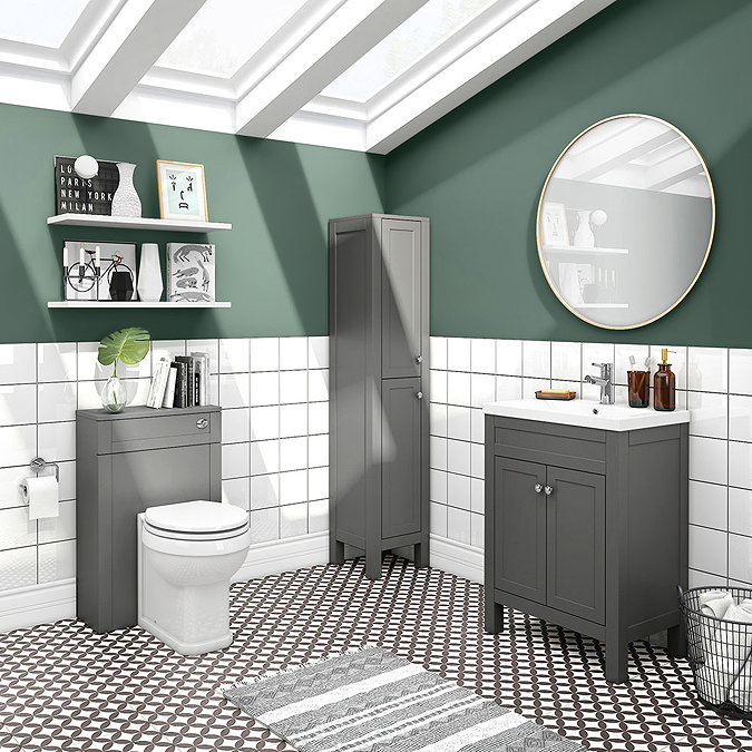 Trafalgar 1600mm Grey Tall Floor Standing Cabinet Profile Large Image