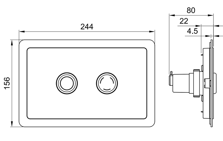 Trafalgar 2-Button Flush Plate – Matt Black