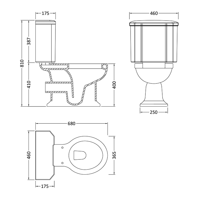 Trafalgar 4-Piece Bathroom Suite (Toilet with 540mm Basin & Full Pedestal)