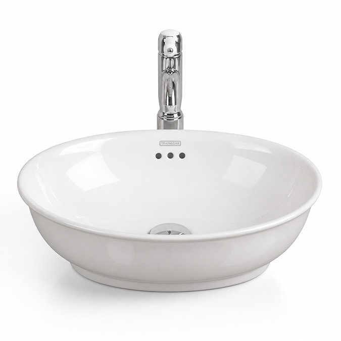 Trafalgar 500 x 380 Traditional Oval Countertop Basin – Gloss White
