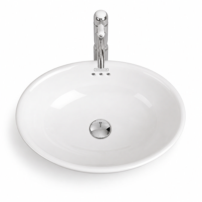 Trafalgar 500 x 380 Traditional Oval Countertop Basin – Gloss White