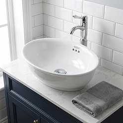 Trafalgar 500 x 380 Traditional Oval Countertop Basin – Gloss White