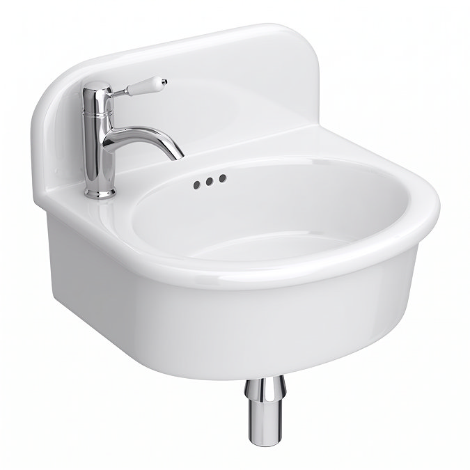 Trafalgar 500mm Wall Hung Basin, Gloss White, 1 Tap Hole