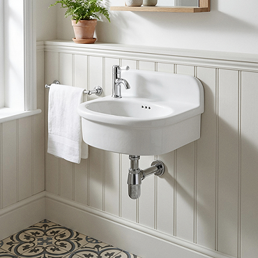 Trafalgar 500mm Wall Hung Basin, Gloss White, 1 Tap Hole