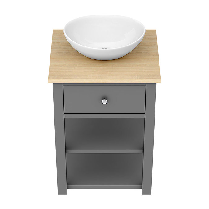 Trafalgar Countertop Basin Unit - Grey - 550mm with Oval Basin Standard Large Image