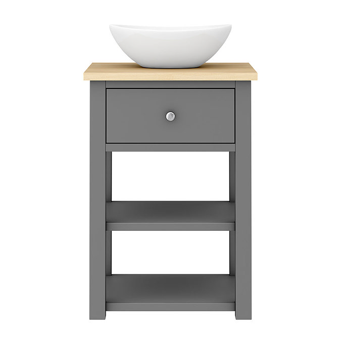 Trafalgar Countertop Basin Unit - Grey - 550mm with Oval Basin In Bathroom Large Image