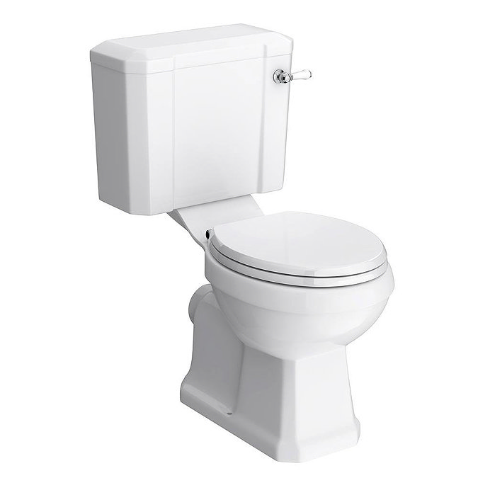 Trafalgar 560mm Basin with Matt Black Wash Stand + Close Coupled Toilet (2 Tap Hole)
