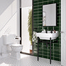 Trafalgar 560mm Basin with Matt Black Wash Stand + Close Coupled Toilet (2 Tap Hole)