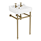 Trafalgar 560mm Basin with Upstand and Traditional Antique Brass Wash Stand