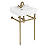 Trafalgar 560mm Basin with Antique Brass Wash Stand & Close Coupled Toilet - 1 Tap Holes, Includes Toilet Seat