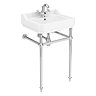 Trafalgar 560mm Basin with Chrome Wash Stand & Close Coupled Toilet – 1 Tap Holes, Includes Toilet Seat