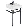 Trafalgar 560mm Basin with Matt Black Wash Stand & Close Coupled Toilet – 1 Tap Holes, Includes Toilet Seat