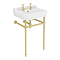 Trafalgar 560mm Basin with Upstand and Traditional Brushed Brass Wash Stand