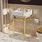 Trafalgar 560mm Basin with Upstand and Traditional Brushed Brass Wash Stand