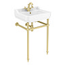 Trafalgar 560mm Basin with Upstand and Traditional Brushed Brass Wash Stand