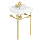 Trafalgar 560mm Basin with Upstand and Traditional Brushed Brass Wash Stand