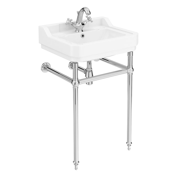 Trafalgar 560mm Basin with Upstand and Traditional Chrome Wash Stand