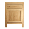 Trafalgar 600mm Solid Oak Bathroom Vanity Unit with Gloss White Rectangular Basin & Brushed Brass Handles