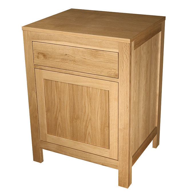 Trafalgar 600mm Solid Oak Floor Standing Countertop Vanity Unit with Antique Brass Handles
