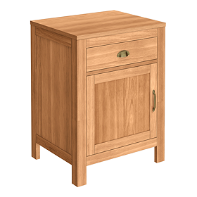 Trafalgar 600mm Solid Oak Floor Standing Countertop Vanity Unit with Antique Brass Handles