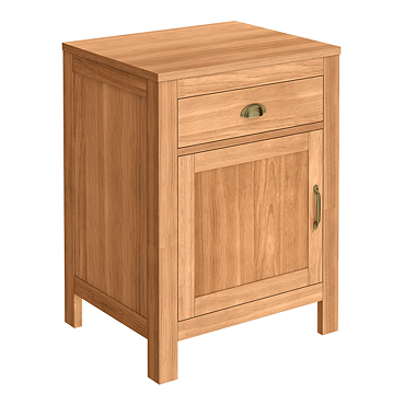 Trafalgar 600mm Solid Oak Floor Standing Countertop Vanity Unit with Antique Brass Handles