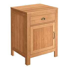 Trafalgar 600mm Solid Oak Floor Standing Countertop Vanity Unit with Antique Brass Handles