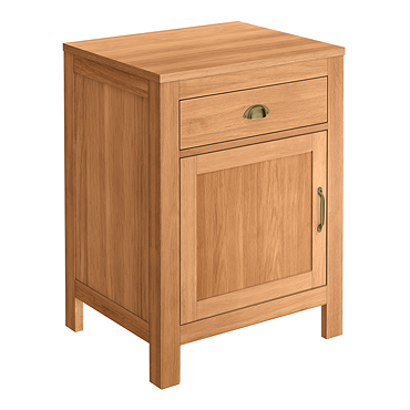 Trafalgar 600mm Solid Oak Floor Standing Countertop Vanity Unit with Antique Brass Handles