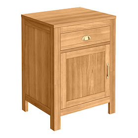 Trafalgar 600mm Solid Oak Floor Standing Countertop Vanity Unit with Brushed Brass Handles