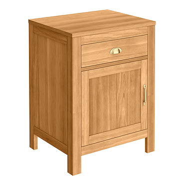 Trafalgar 600mm Solid Oak Floor Standing Countertop Vanity Unit with Brushed Brass Handles
