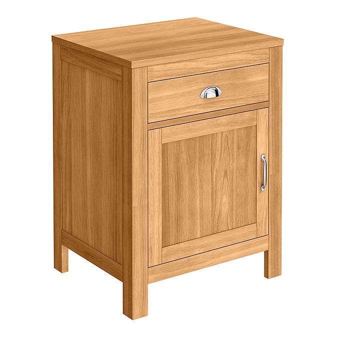 Trafalgar 600mm Solid Oak Floor Standing Countertop Vanity Unit with Chrome Handles