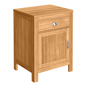 Trafalgar 600mm Solid Oak Floor Standing Countertop Vanity Unit with Chrome Handles