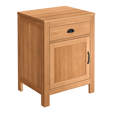 Trafalgar 600mm Solid Oak Floor Standing Countertop Vanity Unit with Matt Black Handles