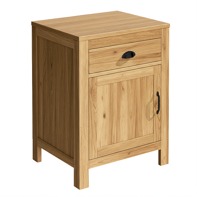 Trafalgar 600mm Solid Oak Floor Standing Countertop Vanity Unit with Matt Black Handles