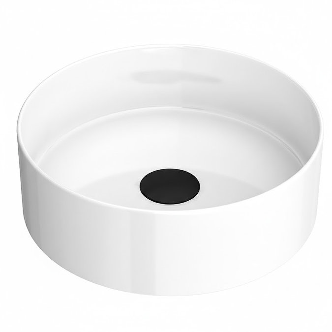 Trafalgar 600mm Solid Oak Vanity Unit with Matt Black Handles & Gloss White Round Basin