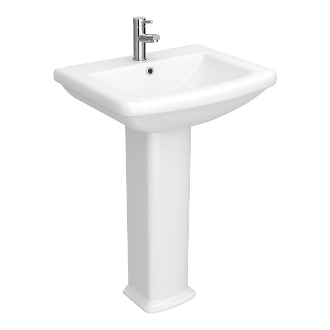 Trafalgar 600mm Square Basin with Full Pedestal (1 Tap Hole)