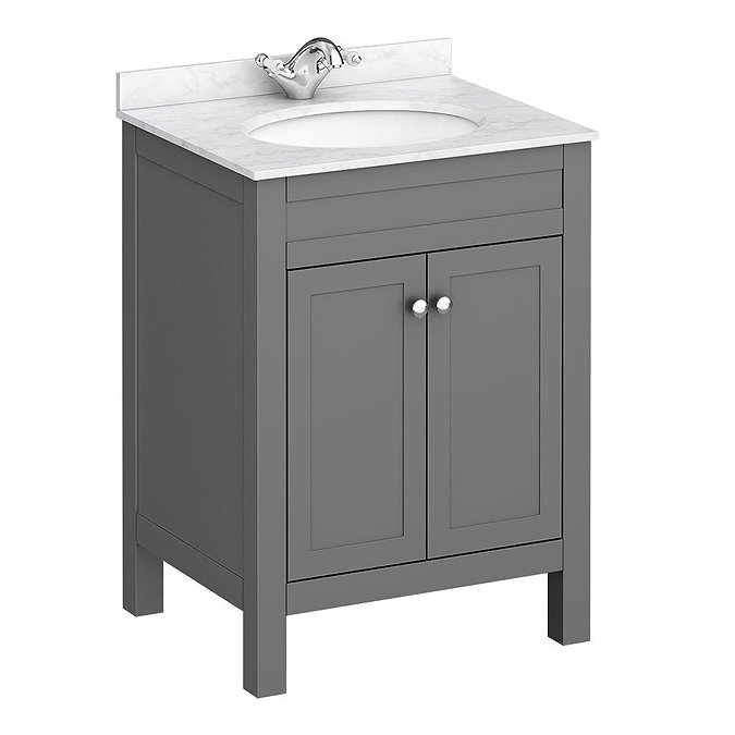 Trafalgar 610 Grey Marble Sink Vanity Unit + Toilet Package  Profile Large Image