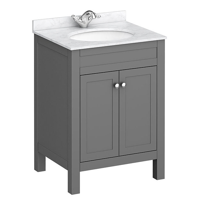 Trafalgar 610 Grey Marble Sink Vanity Unit + Toilet Package Profile Large Image