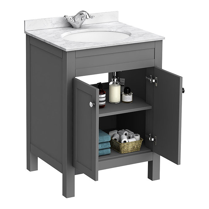 Trafalgar 610 Grey Marble Sink Vanity Unit + Toilet Package additional Large Image