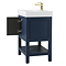 Trafalgar 610mm Blue Vanity & Toilet Suite with Brushed Brass Handles & Soft Close Seat