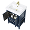 Trafalgar 610mm Blue Vanity & Toilet Suite with Brushed Brass Handles & Soft Close Seat