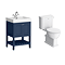 Trafalgar 610mm Blue Vanity & Toilet Suite with Chrome Handles & Soft Close Seat